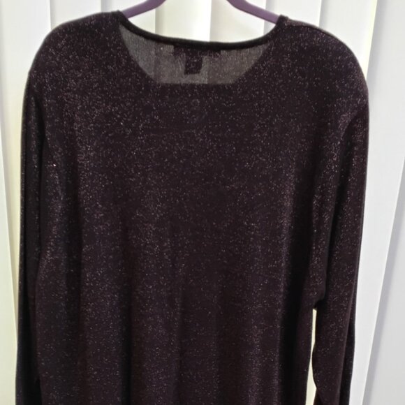 Lane Bryant Holiday Design Collection Metallic Bronze Weaving Dark Brown Sweater - Picture 6 of 9